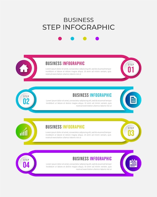 Modello di infografica gradiente con 4 passaggi