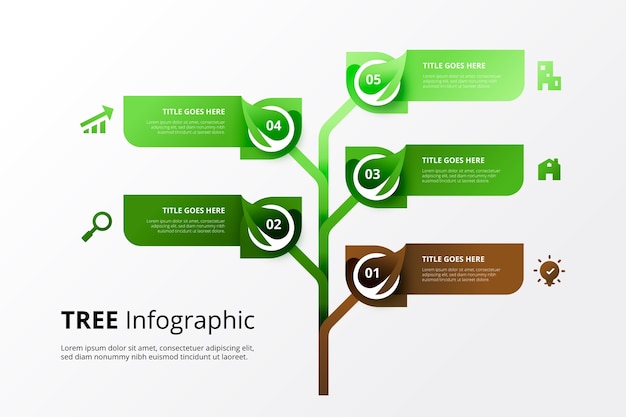 Vector gradient infographic tree chart design