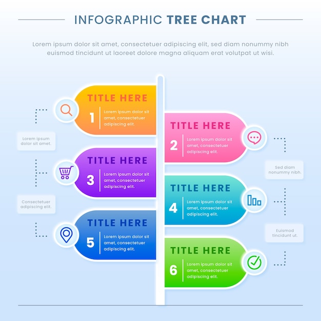 Vettore progettazione di alberi infografica gradiente