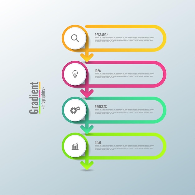 Gradiënt infographic zakelijke sjabloon abstracte achtergrondelementen met vier stappen