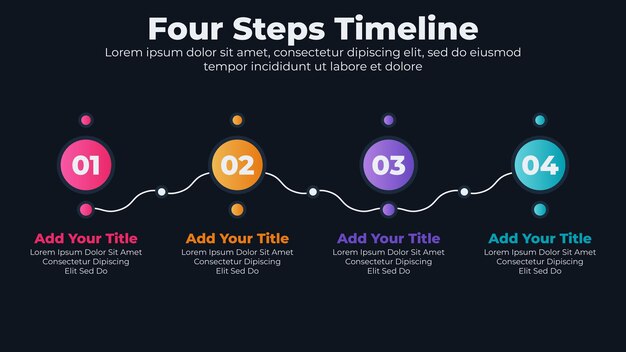 Vettore gradiente infografica timeline modello concetto di business con 4 passaggi