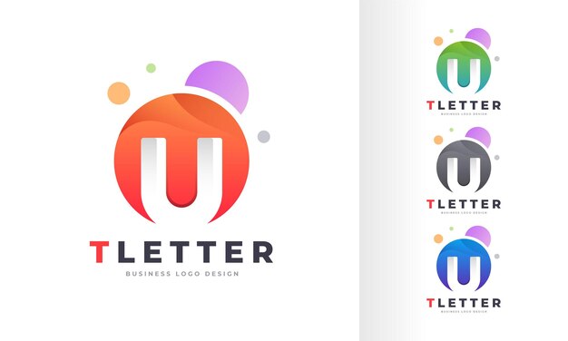 Gradient initial letter u round circle colorful bubble editable logo design