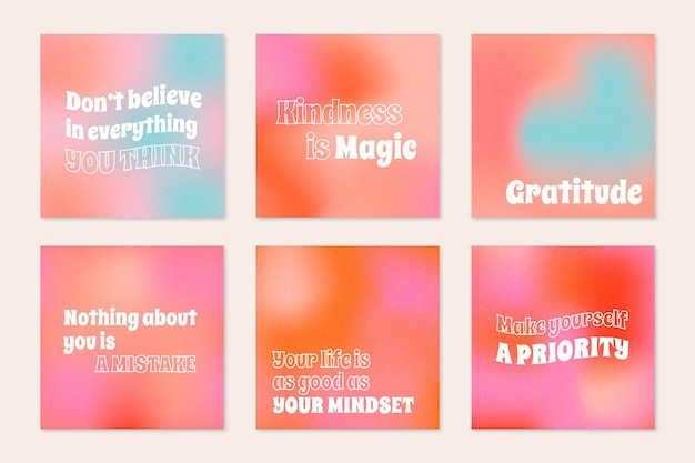 Gradient inspirational quotes instagram post collection