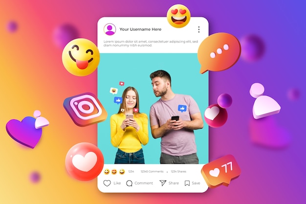 Иллюстрация макета Instagram с градиентом