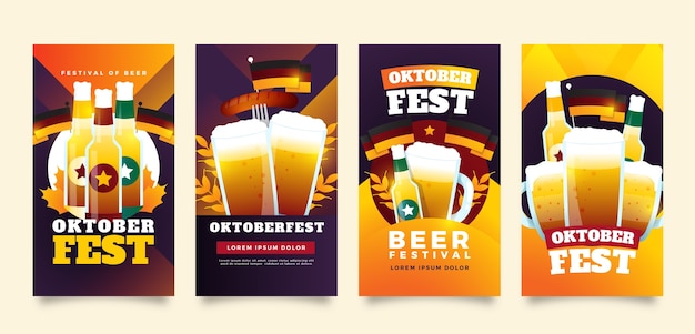 Vector gradient instagram stories collection for oktoberfest festival