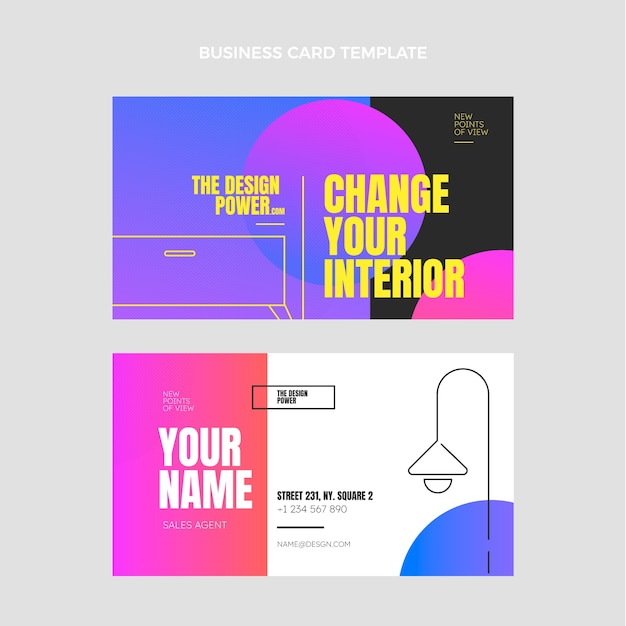 Vector gradient interior businiess card design template