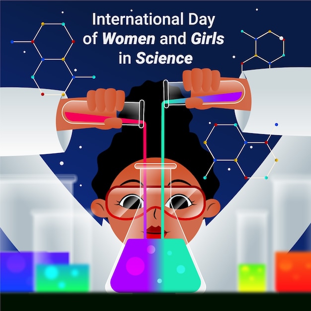 Gradient international day of women and girls in science illustration