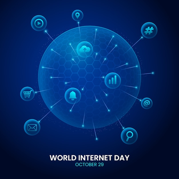 Вектор Иллюстрация международного дня интернета с градиентом