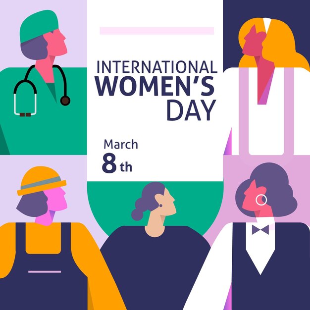 Gradient international women's day illustration with female professions