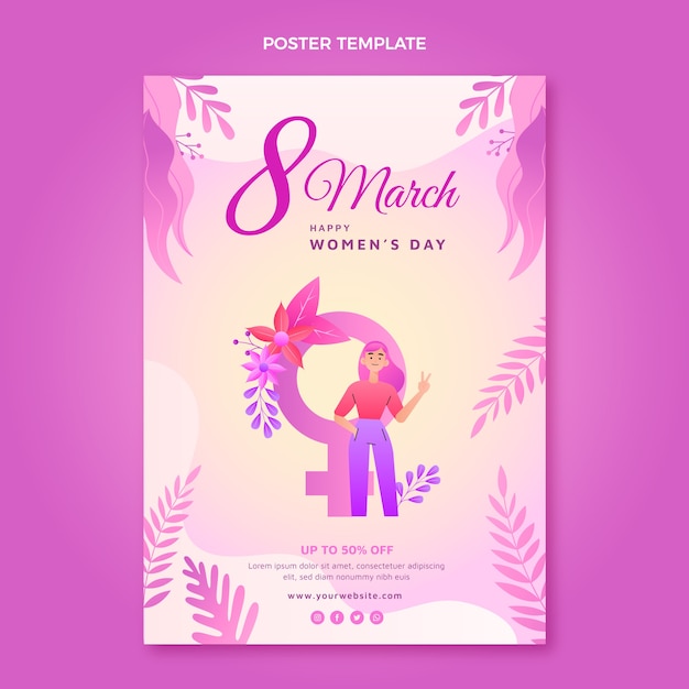 Vector gradient international women's day vertical poster template