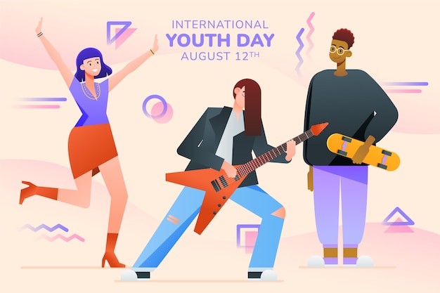 Vector gradient international youth day illustration