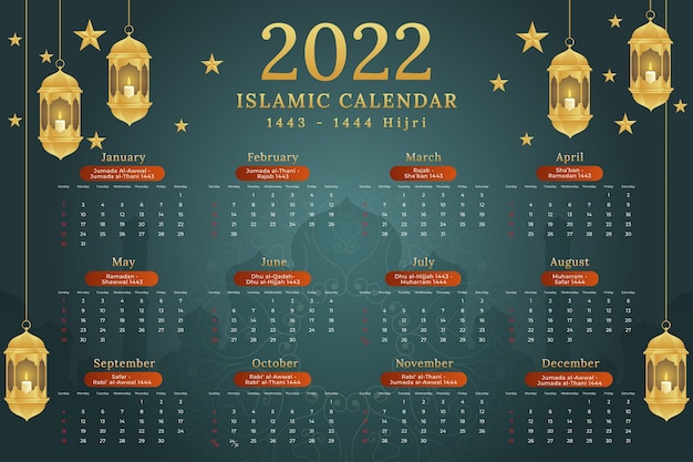 Vector gradient islamic calendar template