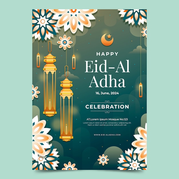 gradient islamic eid al-adha vertical poster template