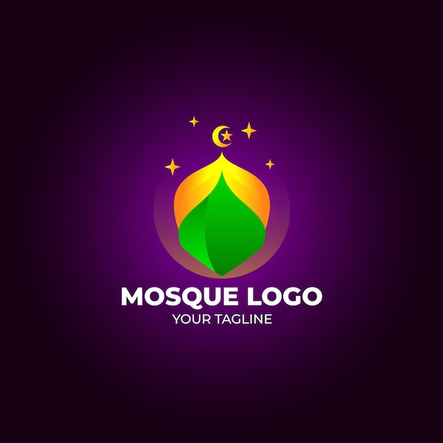 Vettore modello di logo della moschea islamica sfumata