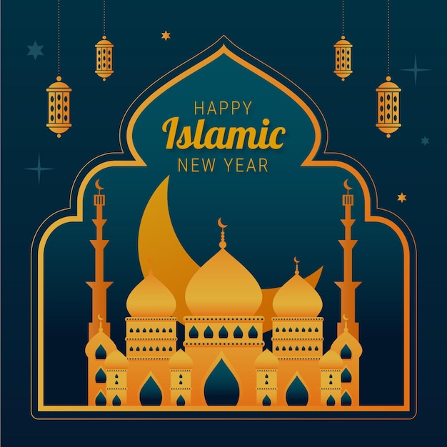 Gradient islamic new year illustration