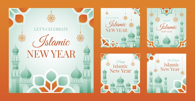 Vector gradient islamic new year instagram posts