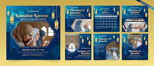 Градиентный исламский рамадан карим для шаблона коллекции баннеров instagram для социальных сетей