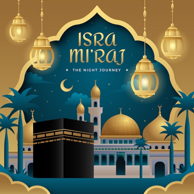 gradient isra miraj illustration