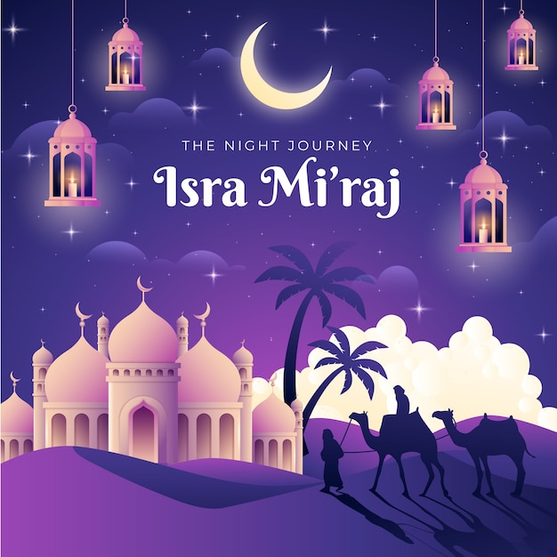 Gradient isra miraj illustration