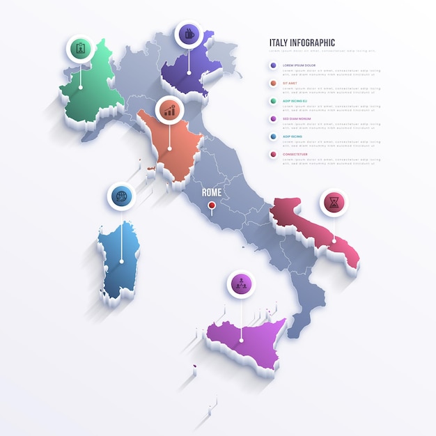 Gradiente mappa italia infografica