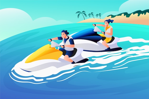 Vector gradient jet ski illustration