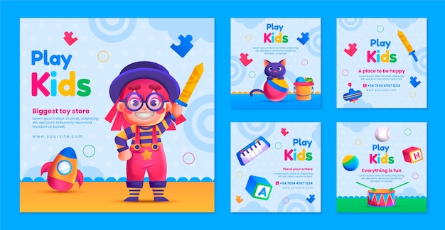 Vector gradient kids fashion instagram posts