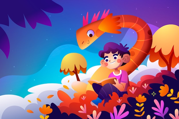 Gradient kids imagination background