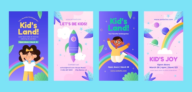 Vector gradient kids toys instagram stories