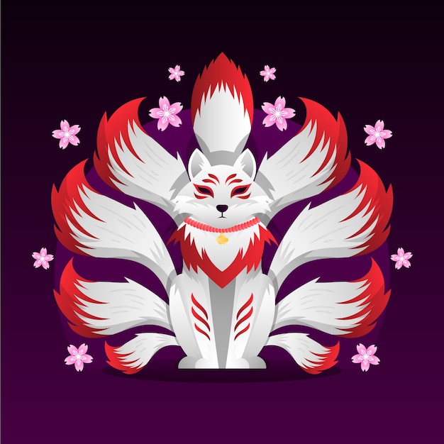 Vector gradient kitsune illustration