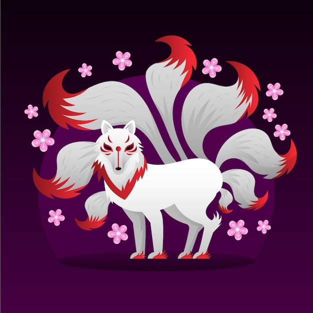 Gradient kitsune illustration