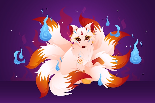 Illustrazione del kitsune sfumato