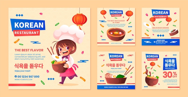 Gradient Koreaans restaurant instagram posts