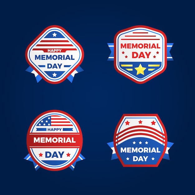 Vector gradient labels collection for usa memorial day celebration