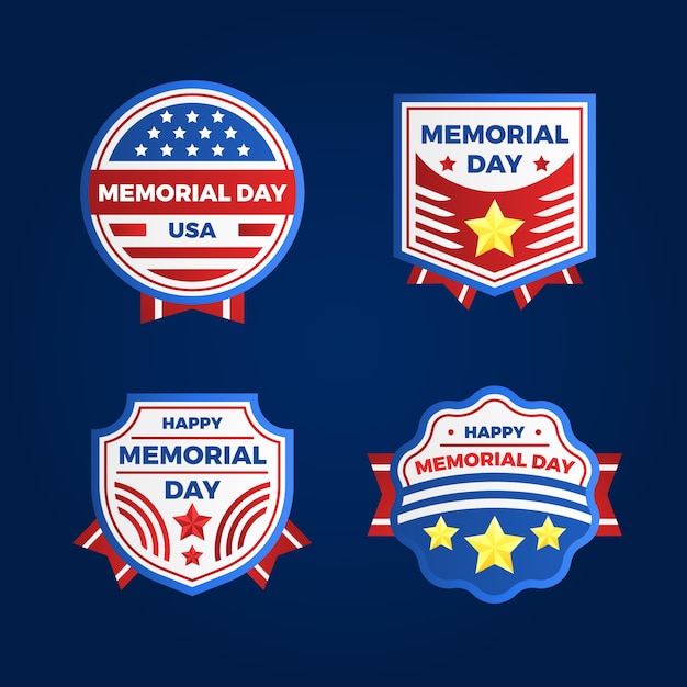 Vector gradient labels collection for usa memorial day celebration