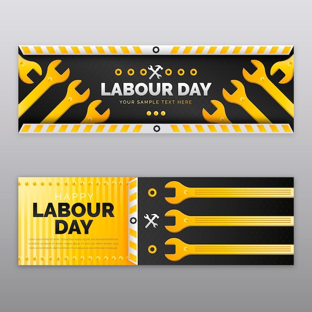 Gradient labour day banners set