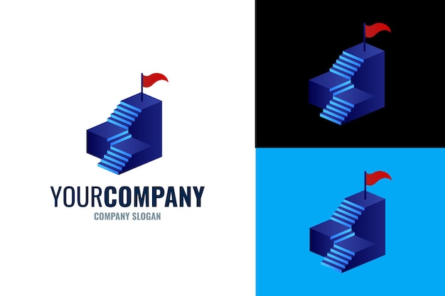 Vector gradient ladder goal corporate logo design