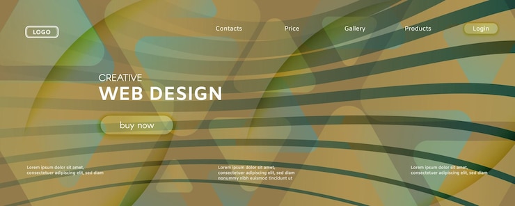 Vector gradient landing page design with wave lines and shapes