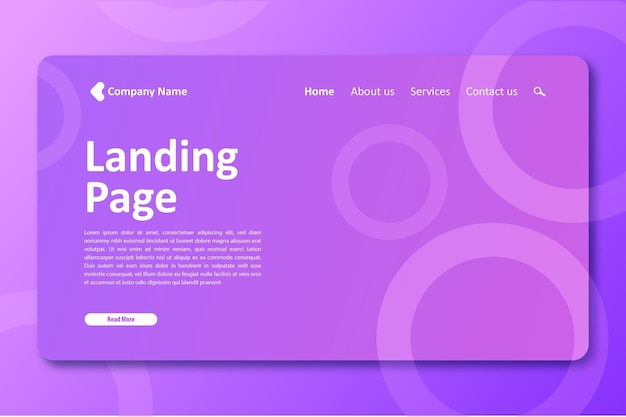 Vector gradient landing page template