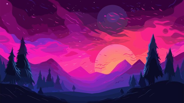 Vector gradient landscape wallpaper