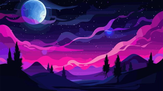 Vector gradient landscape wallpaper