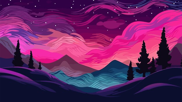 Vector gradient landscape wallpaper