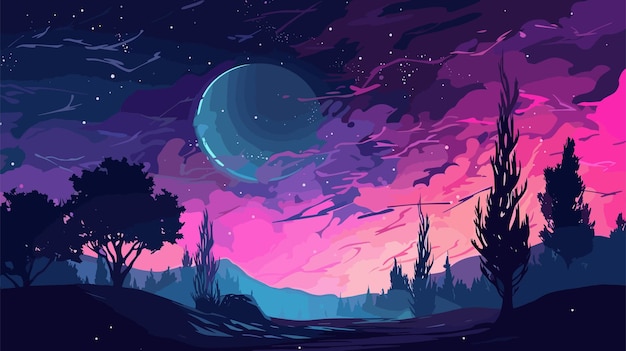 Vector gradient landscape wallpaper