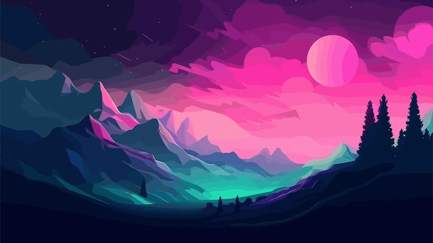 Vector gradient landscape wallpaper