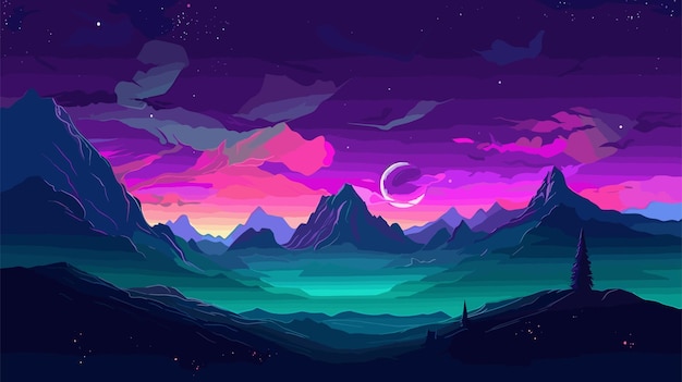 Premium Vector | Gradient landscape wallpaper