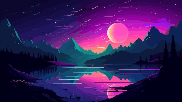 Vector gradient landscape wallpaper