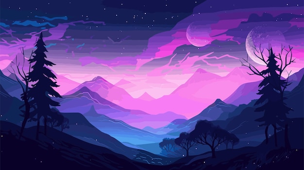 Vector gradient landscape wallpaper