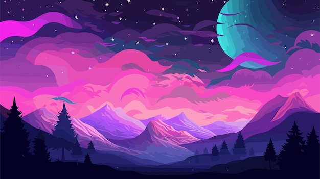 Vector gradient landscape wallpaper