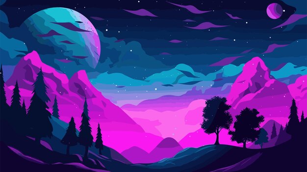 Vector gradient landscape wallpaper