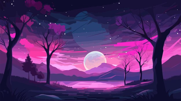 Vector gradient landscape wallpaper