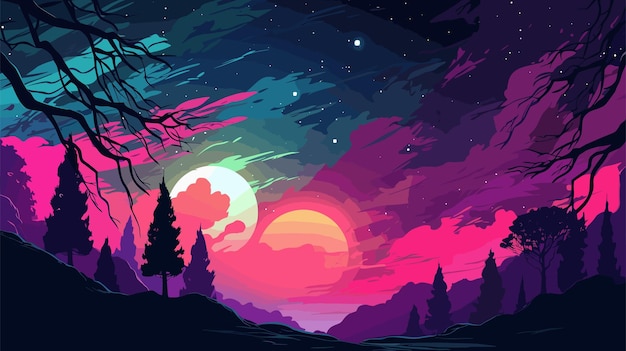 Vector gradient landscape wallpaper